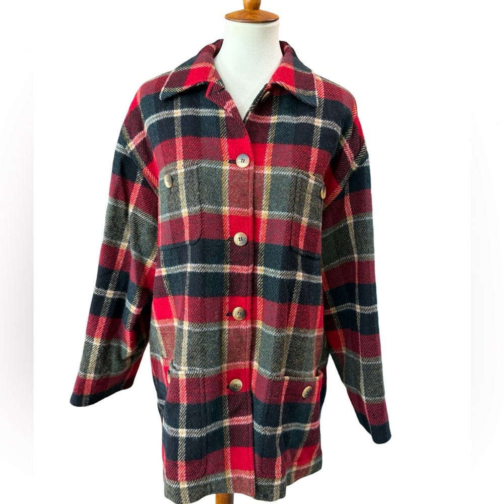 Jones New York Sport Plaid Wool Jacket Oversized Shacket Women’s M